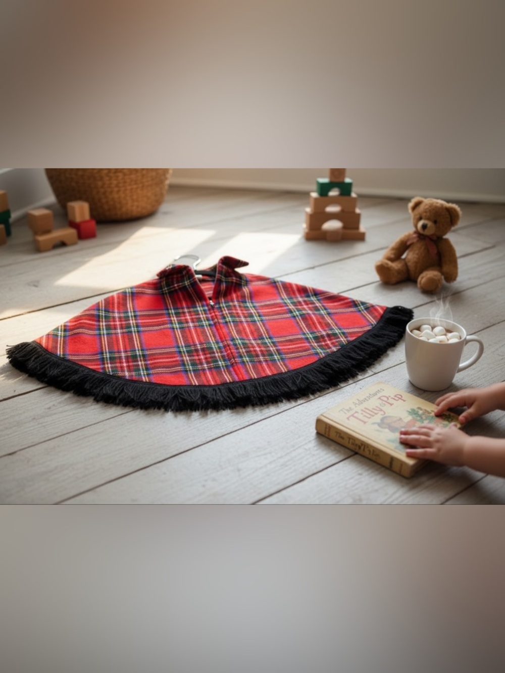 Fiona McDonald Vintage Scottish Plaid Wool Poncho Youth S Fringe Capelet‎ Preppy